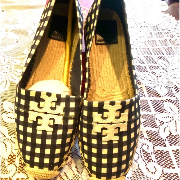 Tory Burch Check in-Check Weston Flat Espadrille - Picture 2 of 3